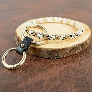 Dotyville Goldtone Bangle Keychain Brand New Without Tags Cow Print